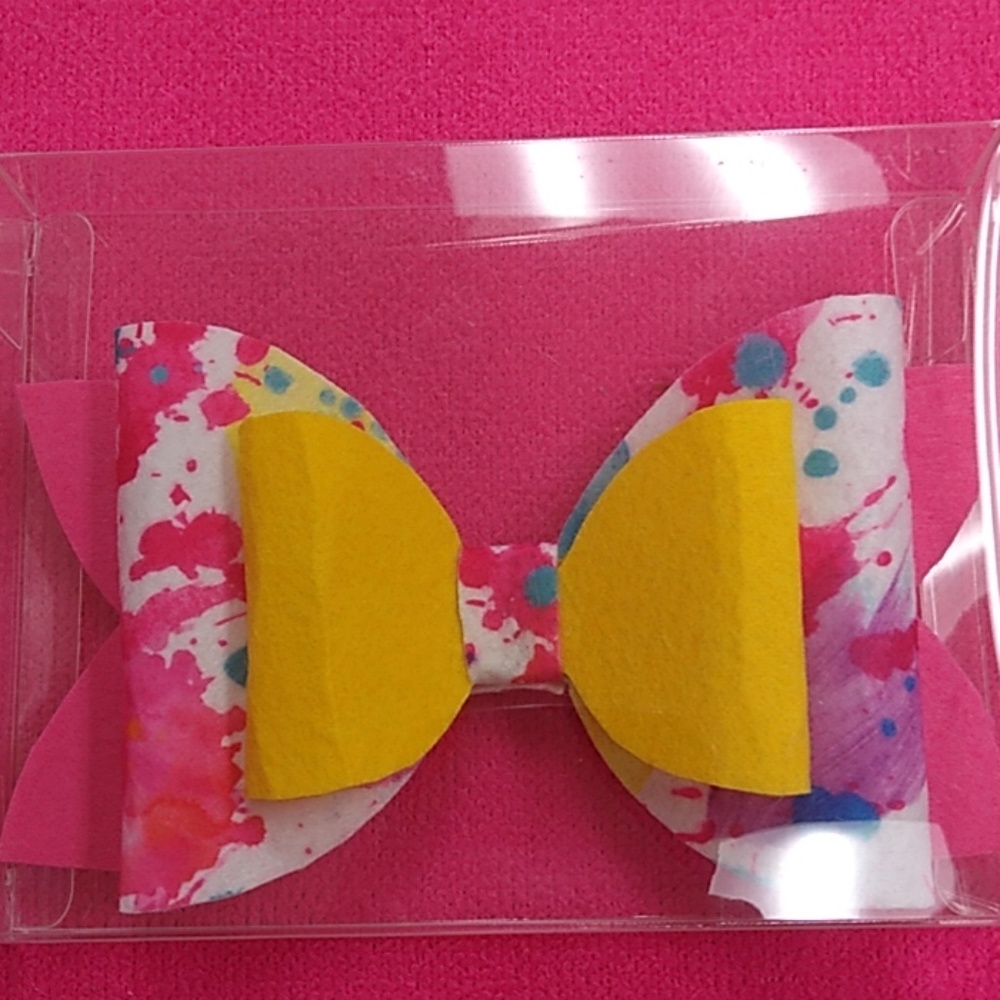 Handmade  rainbow splash print hairbow